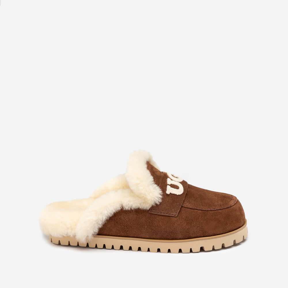Ugg Priya Knit Logo Shearling Slipper-Women Slippers-PEROZ Accessories