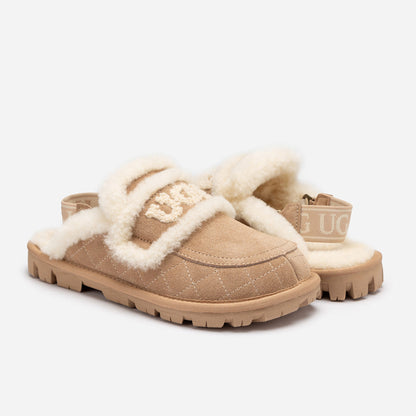 UGG Violet Matelassé Shearling Slipper (Elastic Logo, Detachable Feature)-Women Slippers-PEROZ Accessories