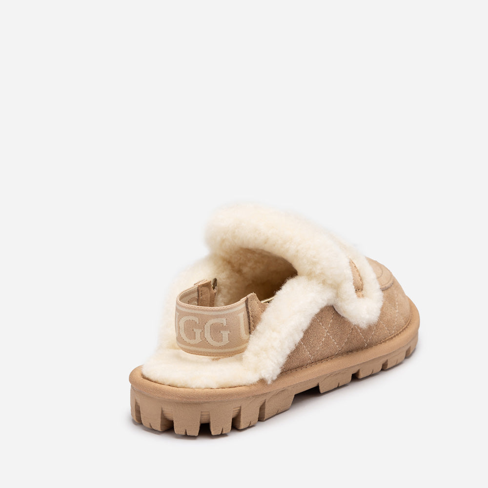 UGG Violet Matelassé Shearling Slipper (Elastic Logo, Detachable Feature)-Women Slippers-PEROZ Accessories