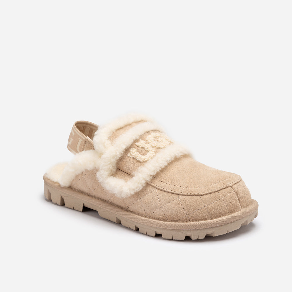 UGG Violet Matelassé Shearling Slipper (Elastic Logo, Detachable Feature)-Women Slippers-PEROZ Accessories