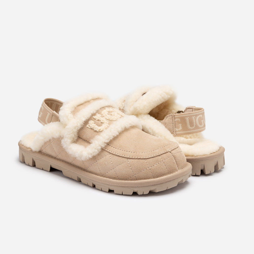 UGG Violet Matelassé Shearling Slipper (Elastic Logo, Detachable Feature)-Women Slippers-PEROZ Accessories