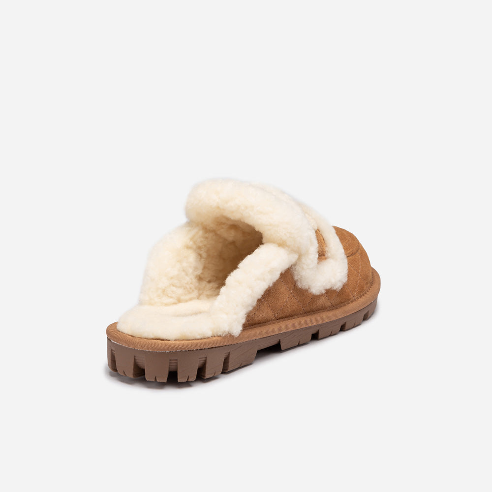UGG Violet Matelassé Shearling Slipper (Elastic Logo, Detachable Feature)-Women Slippers-PEROZ Accessories