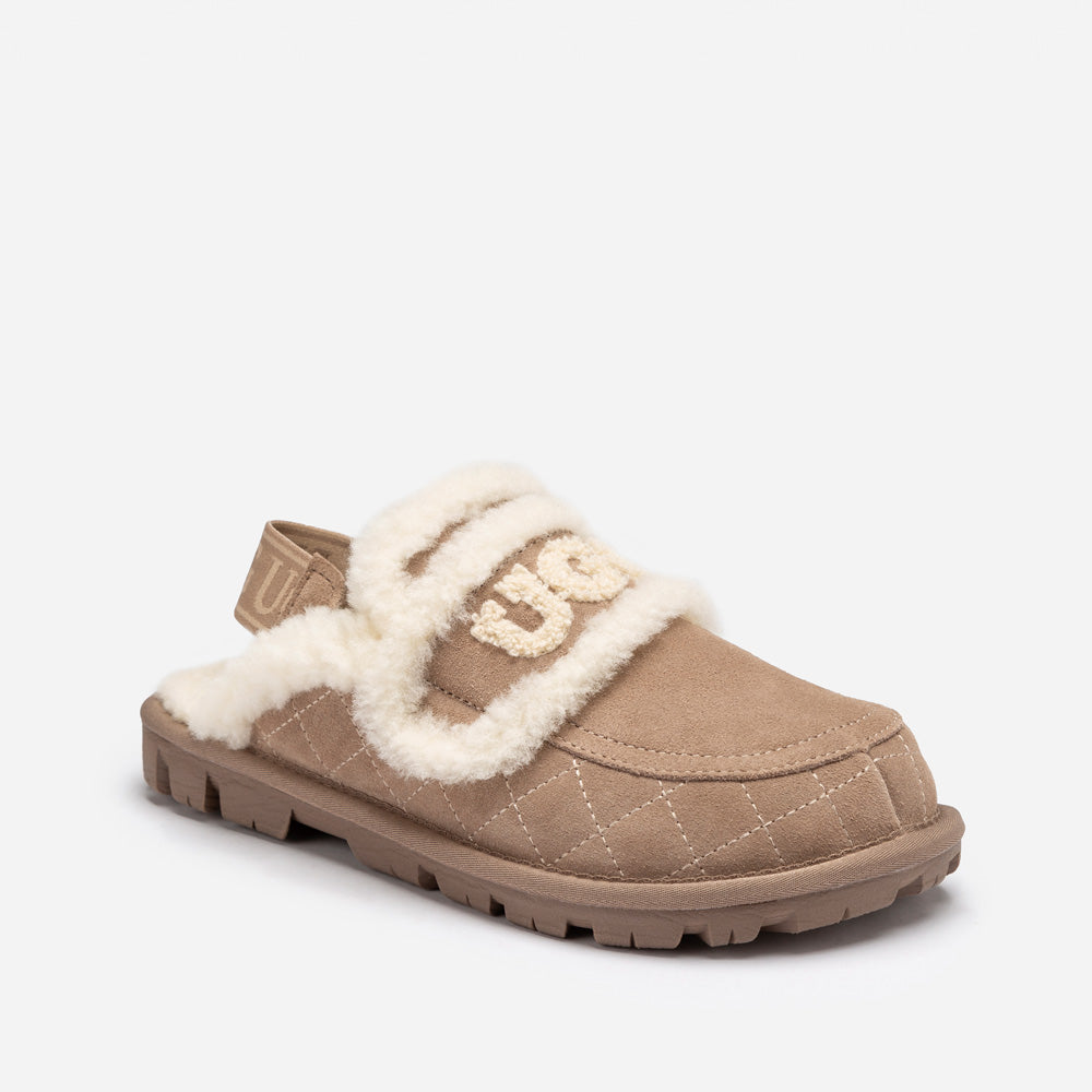UGG Violet Matelassé Shearling Slipper (Elastic Logo, Detachable Feature)-Women Slippers-PEROZ Accessories
