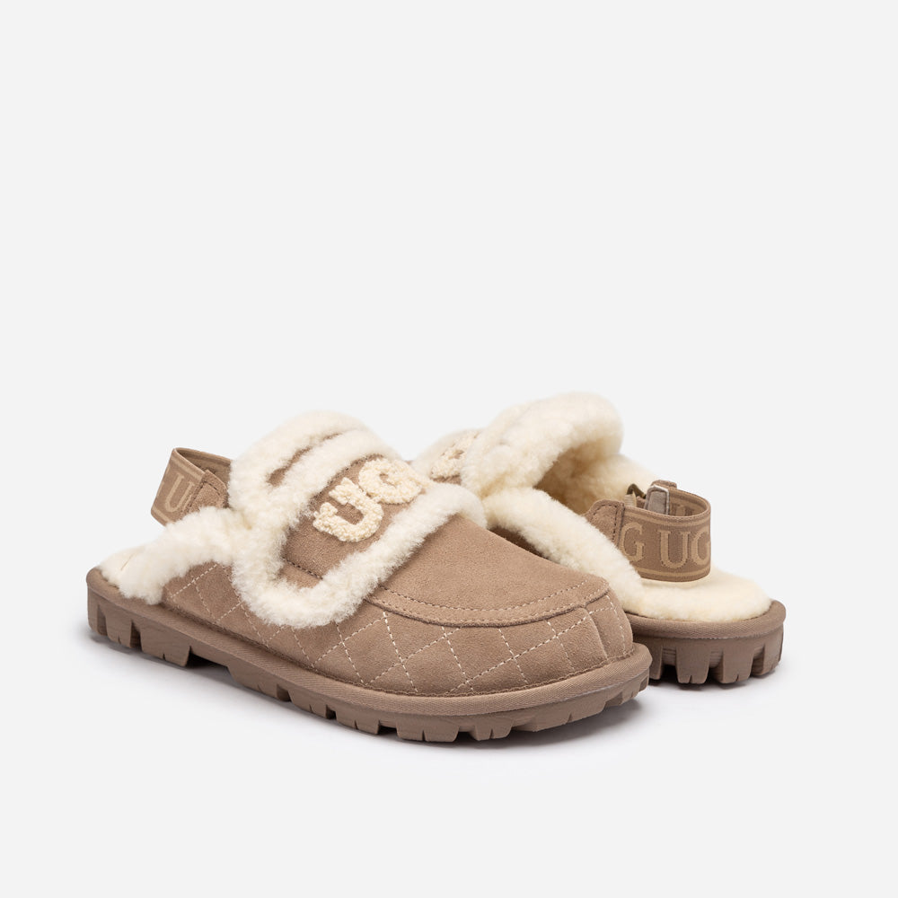 UGG Violet Matelassé Shearling Slipper (Elastic Logo, Detachable Feature)-Women Slippers-PEROZ Accessories