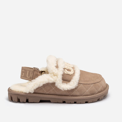 UGG Violet Matelassé Shearling Slipper (Elastic Logo, Detachable Feature)-Women Slippers-PEROZ Accessories