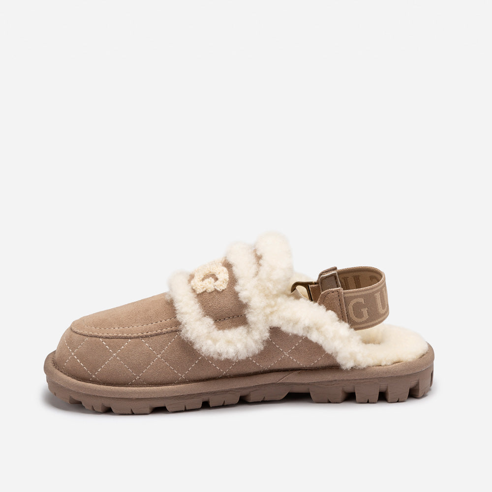 UGG Violet Matelassé Shearling Slipper (Elastic Logo, Detachable Feature)-Women Slippers-PEROZ Accessories