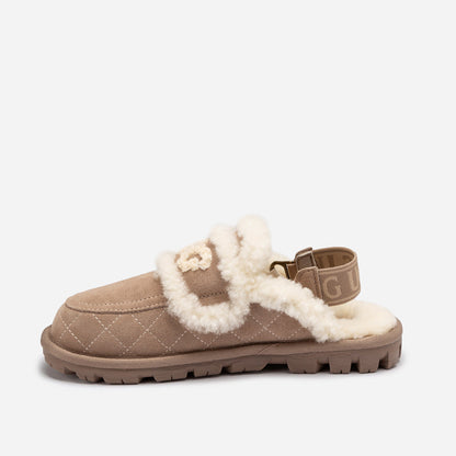 UGG Violet Matelassé Shearling Slipper (Elastic Logo, Detachable Feature)-Women Slippers-PEROZ Accessories