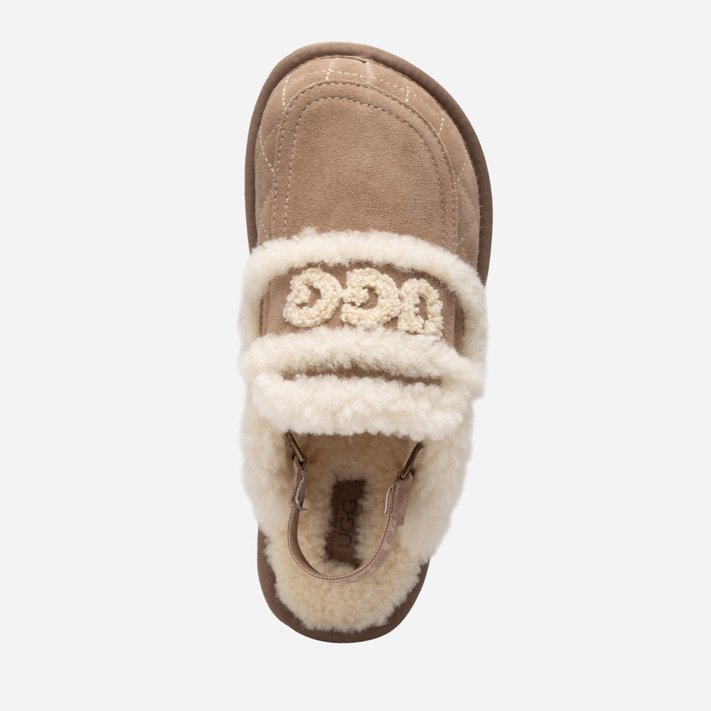 UGG Violet Matelassé Shearling Slipper (Elastic Logo, Detachable Feature)-Women Slippers-PEROZ Accessories
