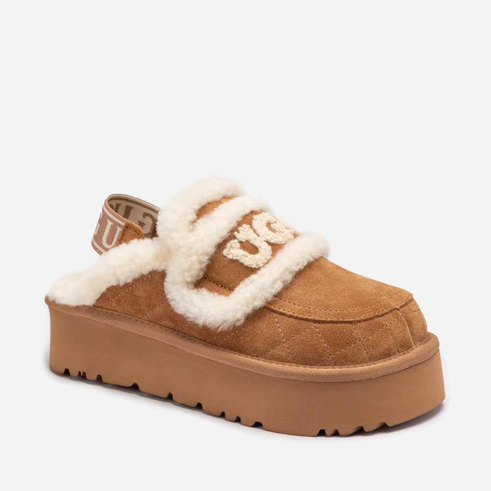 Ugg Violet Matelassé Shearling Platform Slipper (Detachable Feature)-Women Slippers-PEROZ Accessories