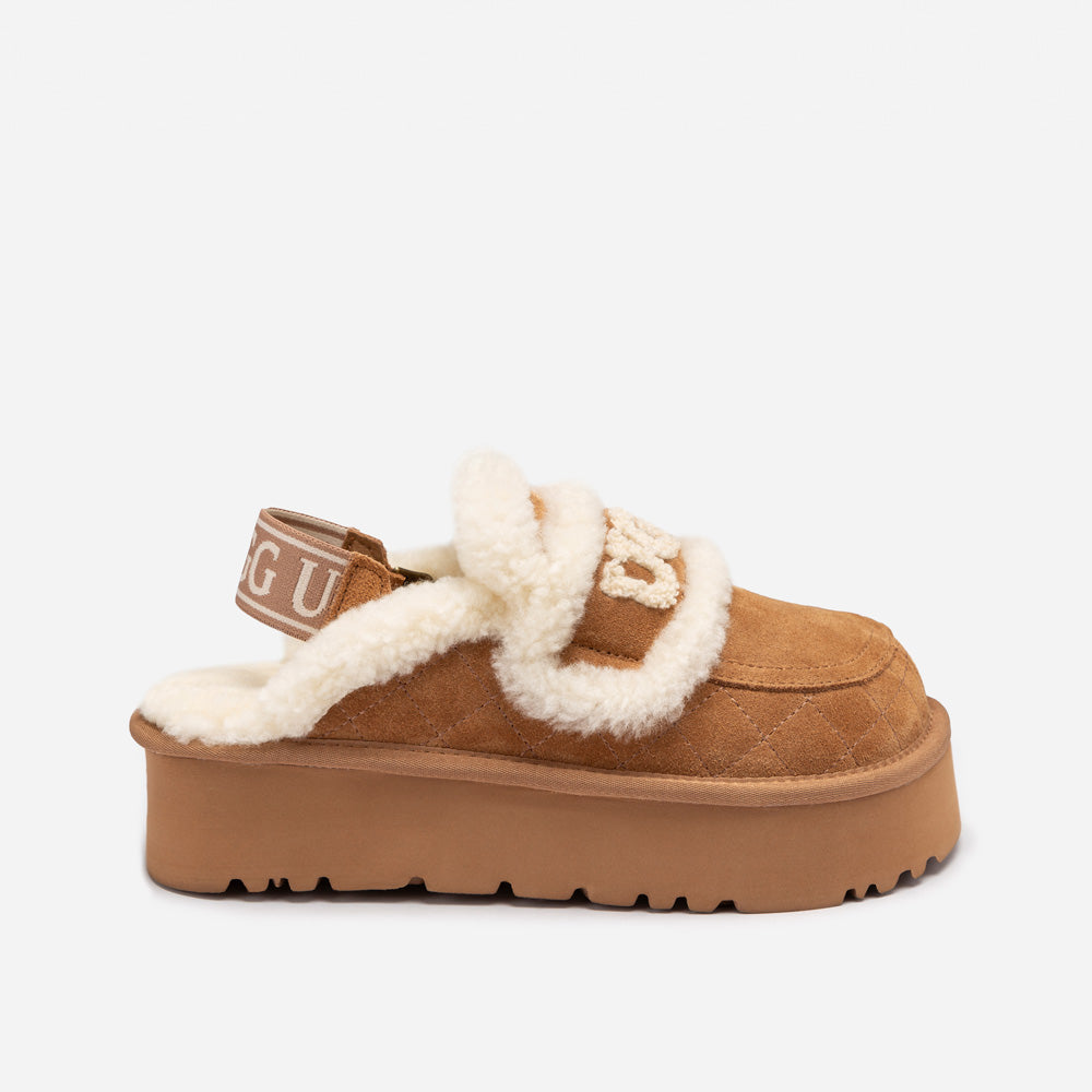 Ugg Violet Matelassé Shearling Platform Slipper (Detachable Feature)-Women Slippers-PEROZ Accessories
