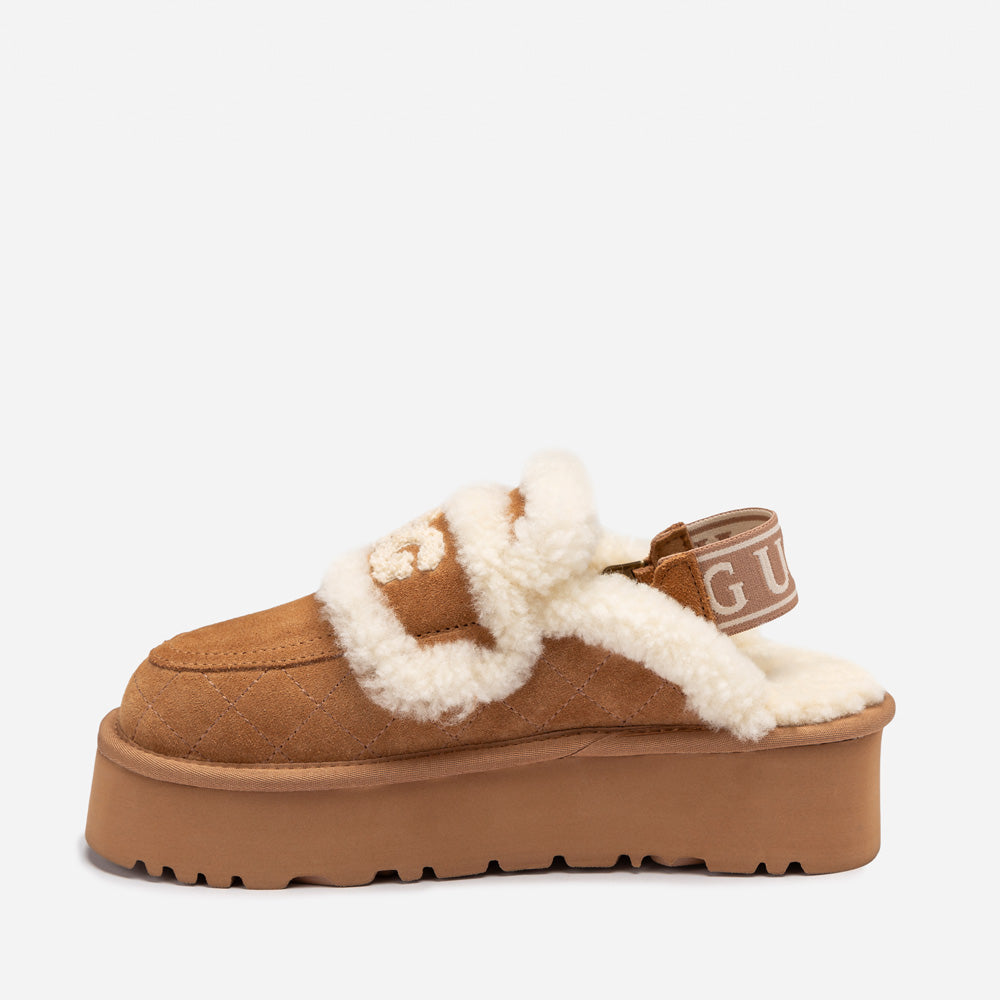 Ugg Violet Matelassé Shearling Platform Slipper (Detachable Feature)-Women Slippers-PEROZ Accessories