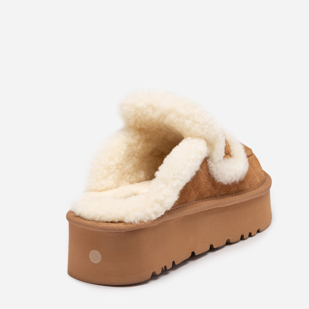 Ugg Violet Matelassé Shearling Platform Slipper (Detachable Feature)-Women Slippers-PEROZ Accessories