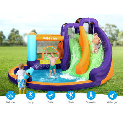 AirMyFun Inflatable Water Slide Kids Jumping Trampoline Castle Double Slide-Home &amp; Garden &gt; Pool &amp; Accessories &gt; Pool Toys &amp; Inflatables-PEROZ Accessories