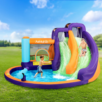 AirMyFun Inflatable Water Slide Kids Jumping Trampoline Castle Double Slide-Home &amp; Garden &gt; Pool &amp; Accessories &gt; Pool Toys &amp; Inflatables-PEROZ Accessories