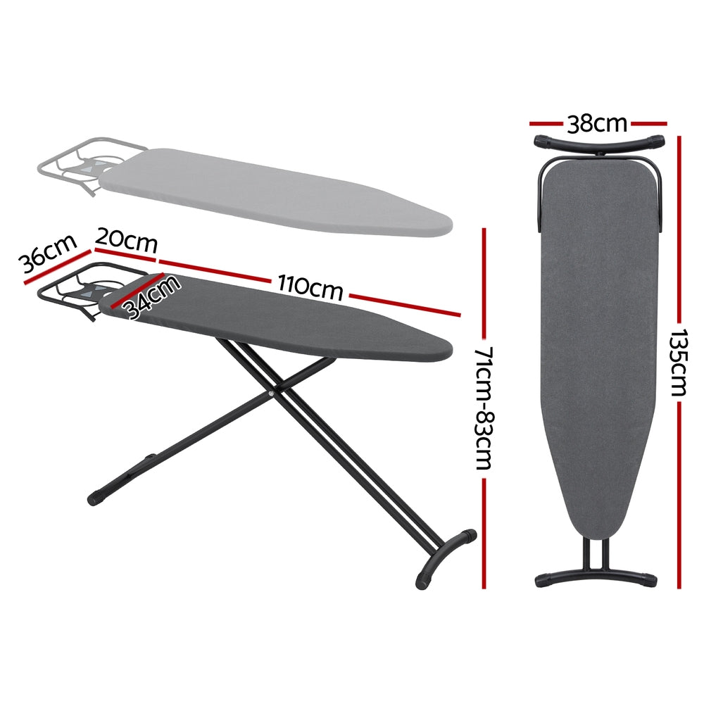Artiss Ironing Board Foldable Iron Rest Black-Appliances &gt; Washers, Dryers &amp; Irons &gt; Irons &amp; Ironing Systems-PEROZ Accessories