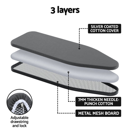 Artiss Ironing Board Foldable Iron Rest Black-Appliances &gt; Washers, Dryers &amp; Irons &gt; Irons &amp; Ironing Systems-PEROZ Accessories