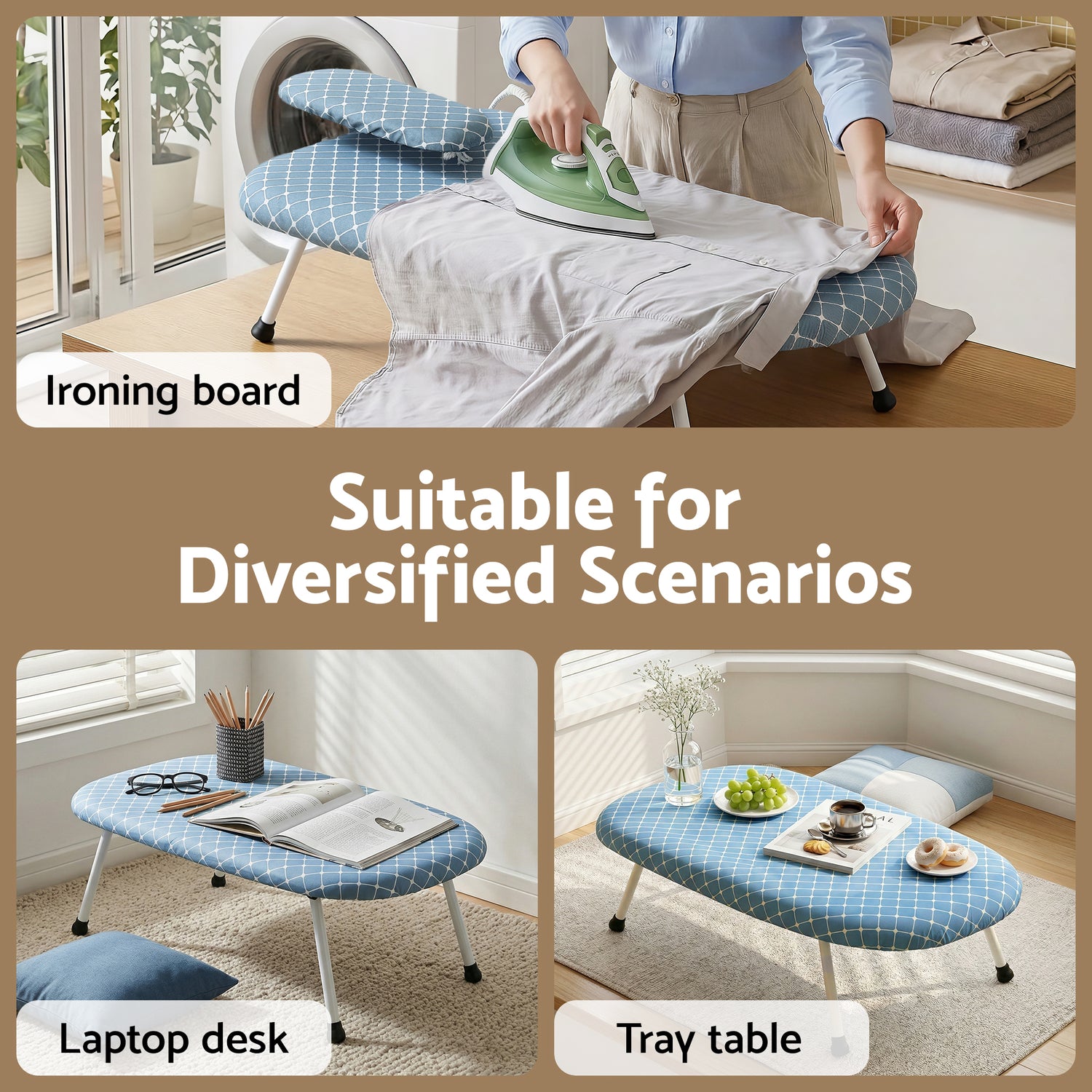 Artiss Tabletop Ironing Board with Small Ironing Boards with Folding Legs Blue-Appliances > Washers, Dryers &amp; Irons > Irons &amp; Ironing Systems-PEROZ Accessories