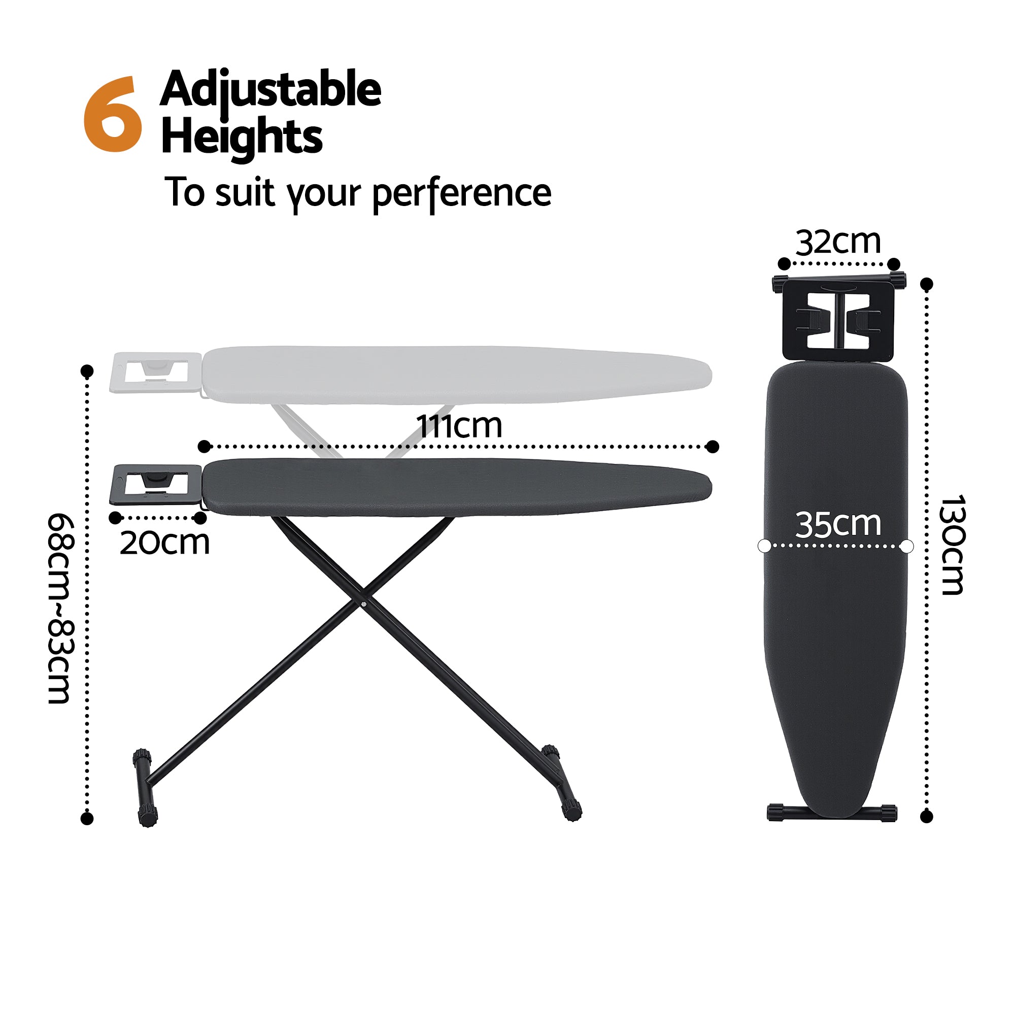 Artiss Ironing Board with Iron Rest with 3 Layers Extra Thick Cover Easy Storage-Appliances > Washers, Dryers &amp; Irons > Irons &amp; Ironing Systems-PEROZ Accessories