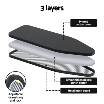 Artiss Ironing Board with Iron Rest with 3 Layers Extra Thick Cover Easy Storage-Appliances > Washers, Dryers &amp; Irons > Irons &amp; Ironing Systems-PEROZ Accessories
