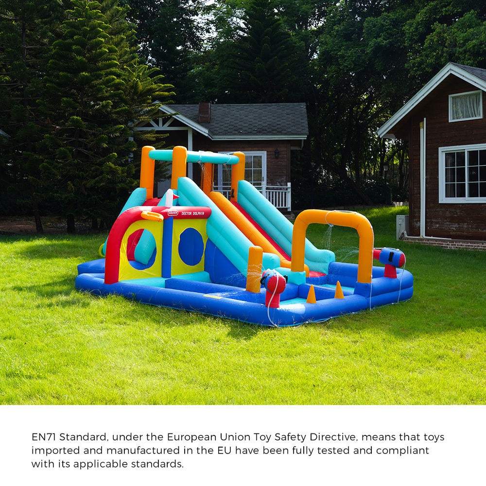 Doctor Dolphin 10-IN-1 Inflatable Water Park Dual Slides-Inflatable Toys-PEROZ Accessories