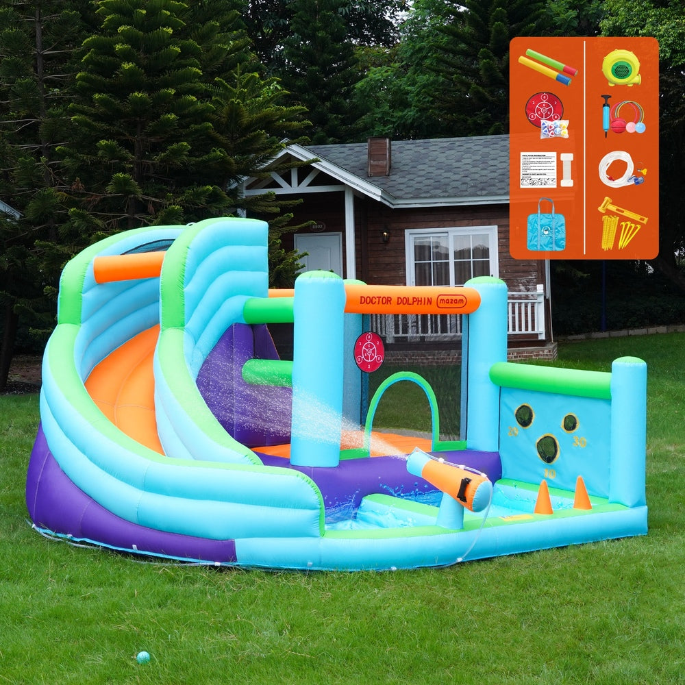 Doctor Dolphin 10-IN-1 Inflatable Water Park Bounce Castle-Inflatable Toys-PEROZ Accessories