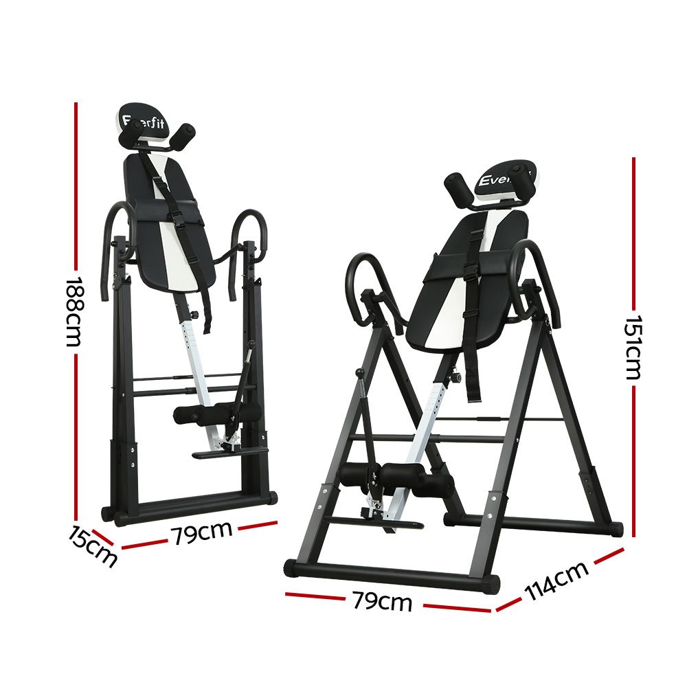 Everfit Inversion Table Gravity Exercise Inverter Back Stretcher Home Gym Grey-Sports &amp; Fitness > Fitness Accessories-PEROZ Accessories