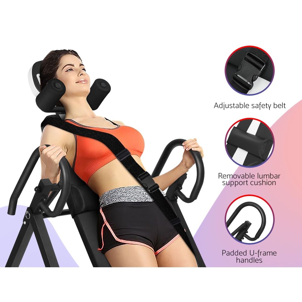 Everfit Inversion Table Gravity Exercise Inverter Back Stretcher Home Gym Grey-Sports &amp; Fitness > Fitness Accessories-PEROZ Accessories