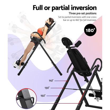 Everfit Inversion Table Gravity Exercise Inverter Back Stretcher Home Gym Grey-Sports &amp; Fitness > Fitness Accessories-PEROZ Accessories