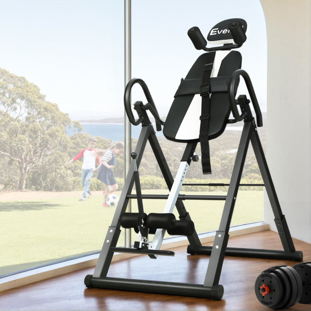 Everfit Inversion Table Gravity Exercise Inverter Back Stretcher Home Gym Grey-Sports &amp; Fitness &gt; Fitness Accessories-PEROZ Accessories