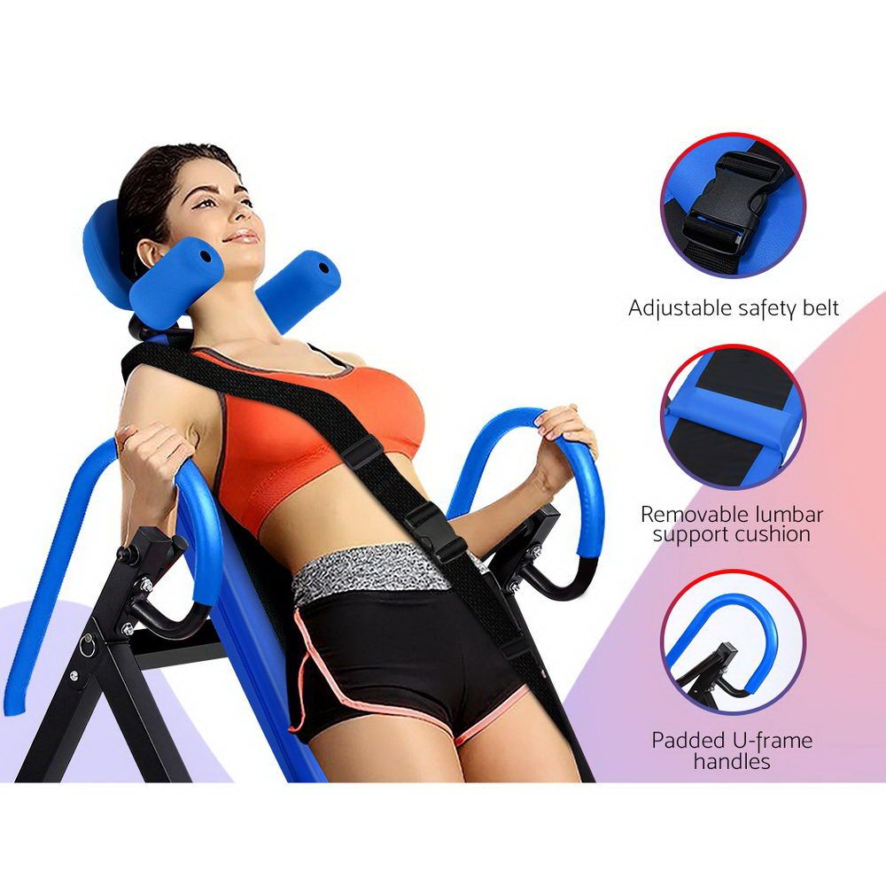 Everfit Inversion Table Gravity Exercise Inverter Back Stretcher Home Gym Blue-Sports &amp; Fitness > Fitness Accessories-PEROZ Accessories