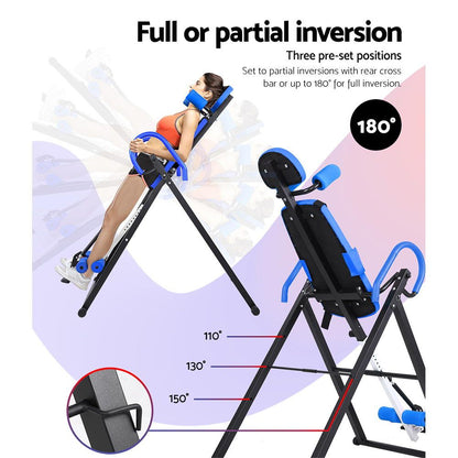 Everfit Inversion Table Gravity Exercise Inverter Back Stretcher Home Gym Blue-Sports &amp; Fitness > Fitness Accessories-PEROZ Accessories