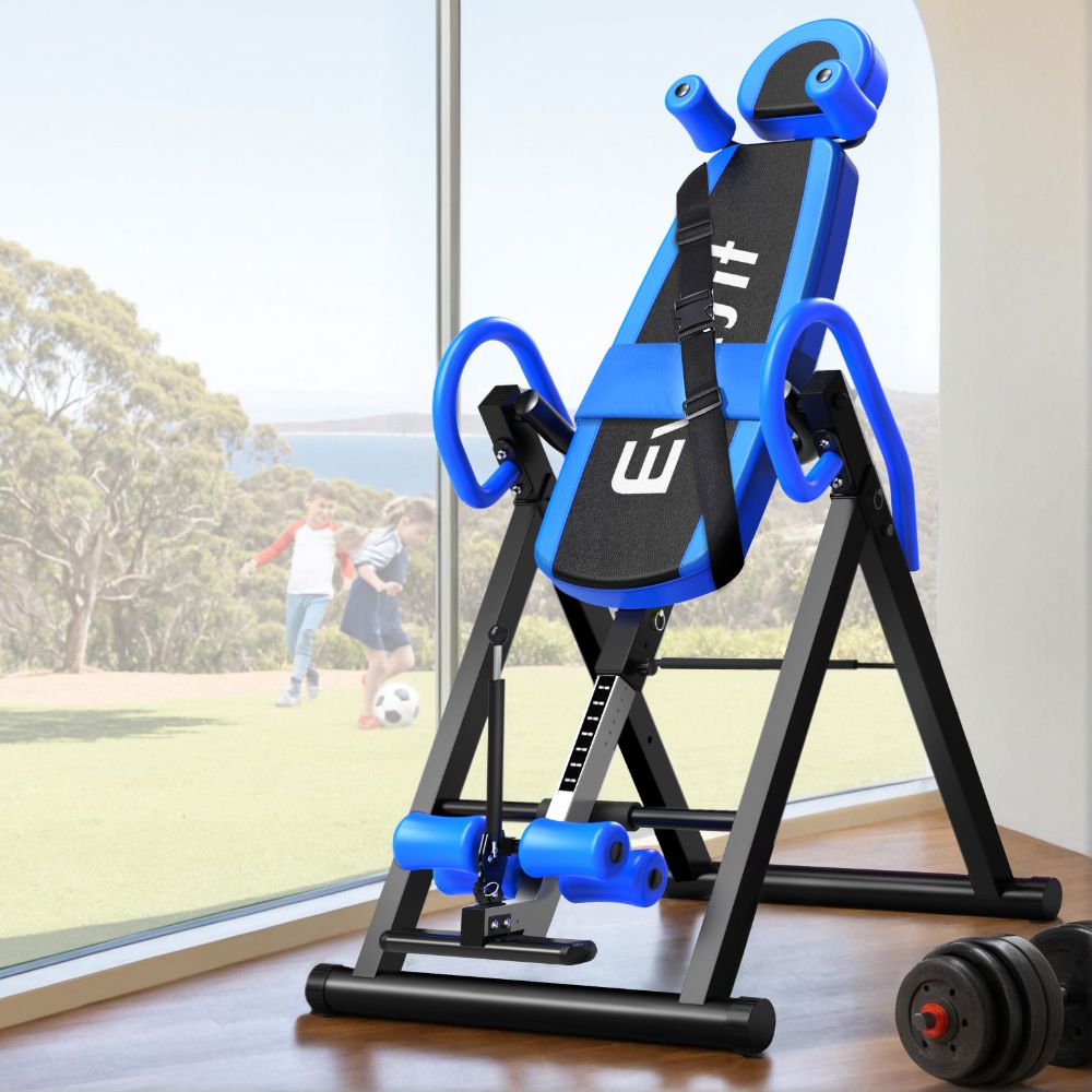 Everfit Inversion Table Gravity Exercise Inverter Back Stretcher Home Gym Blue-Sports &amp; Fitness > Fitness Accessories-PEROZ Accessories