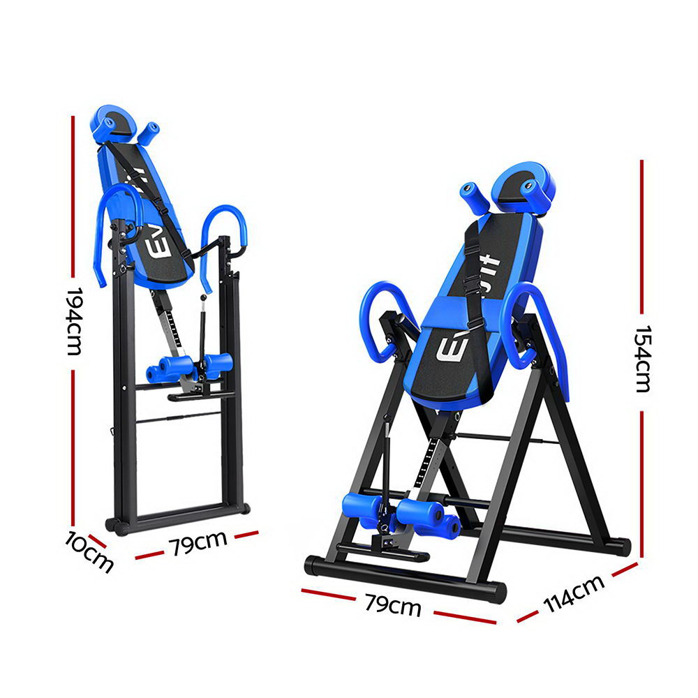 Everfit Inversion Table Gravity Exercise Inverter Back Stretcher Home Gym Blue-Sports &amp; Fitness &gt; Fitness Accessories-PEROZ Accessories