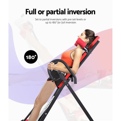 Everfit Inversion Table Gravity Exercise Inverter Back Stretcher Home Gym Red-Sports &amp; Fitness > Fitness Accessories-PEROZ Accessories