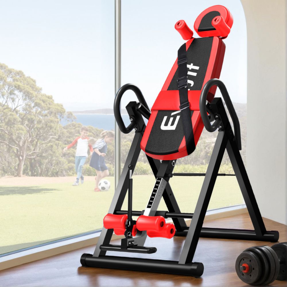 Everfit Inversion Table Gravity Exercise Inverter Back Stretcher Home Gym Red-Sports &amp; Fitness > Fitness Accessories-PEROZ Accessories