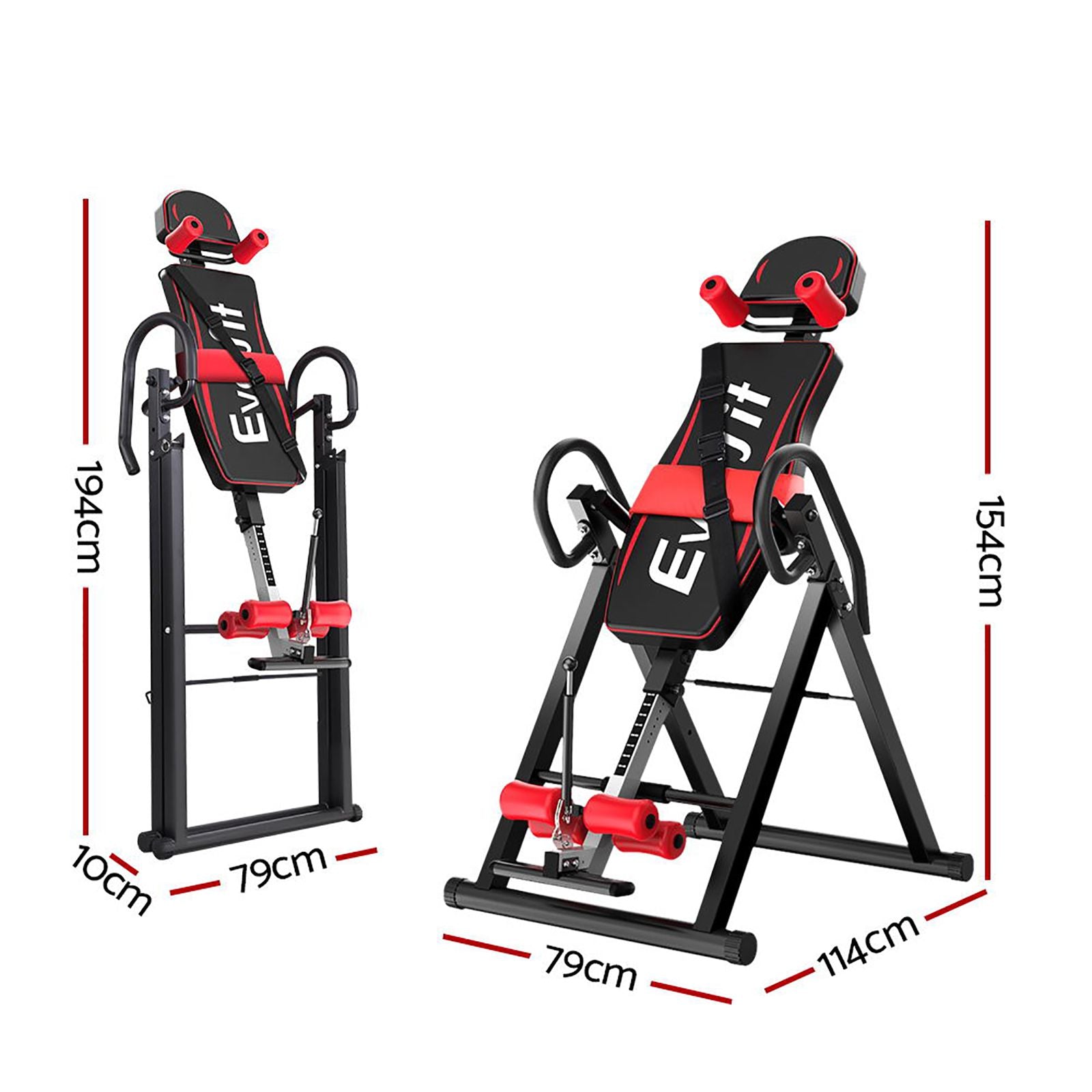 Everfit Inversion Table Gravity Exercise Inverter Back Stretcher Home Gym Black-Sports &amp; Fitness > Fitness Accessories-PEROZ Accessories