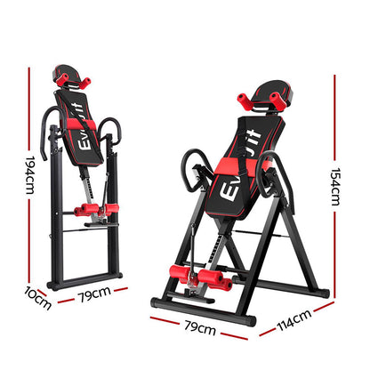 Everfit Inversion Table Gravity Exercise Inverter Back Stretcher Home Gym Black-Sports &amp; Fitness > Fitness Accessories-PEROZ Accessories