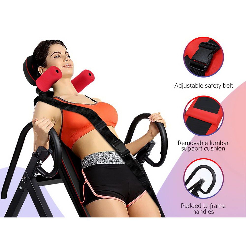 Everfit Inversion Table Gravity Exercise Inverter Back Stretcher Home Gym Black-Sports &amp; Fitness > Fitness Accessories-PEROZ Accessories