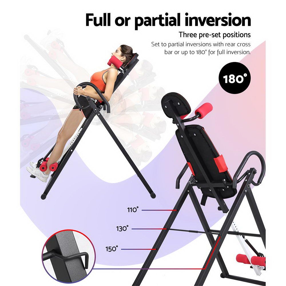 Everfit Inversion Table Gravity Exercise Inverter Back Stretcher Home Gym Black-Sports &amp; Fitness > Fitness Accessories-PEROZ Accessories
