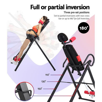 Everfit Inversion Table Gravity Exercise Inverter Back Stretcher Home Gym Black-Sports &amp; Fitness > Fitness Accessories-PEROZ Accessories