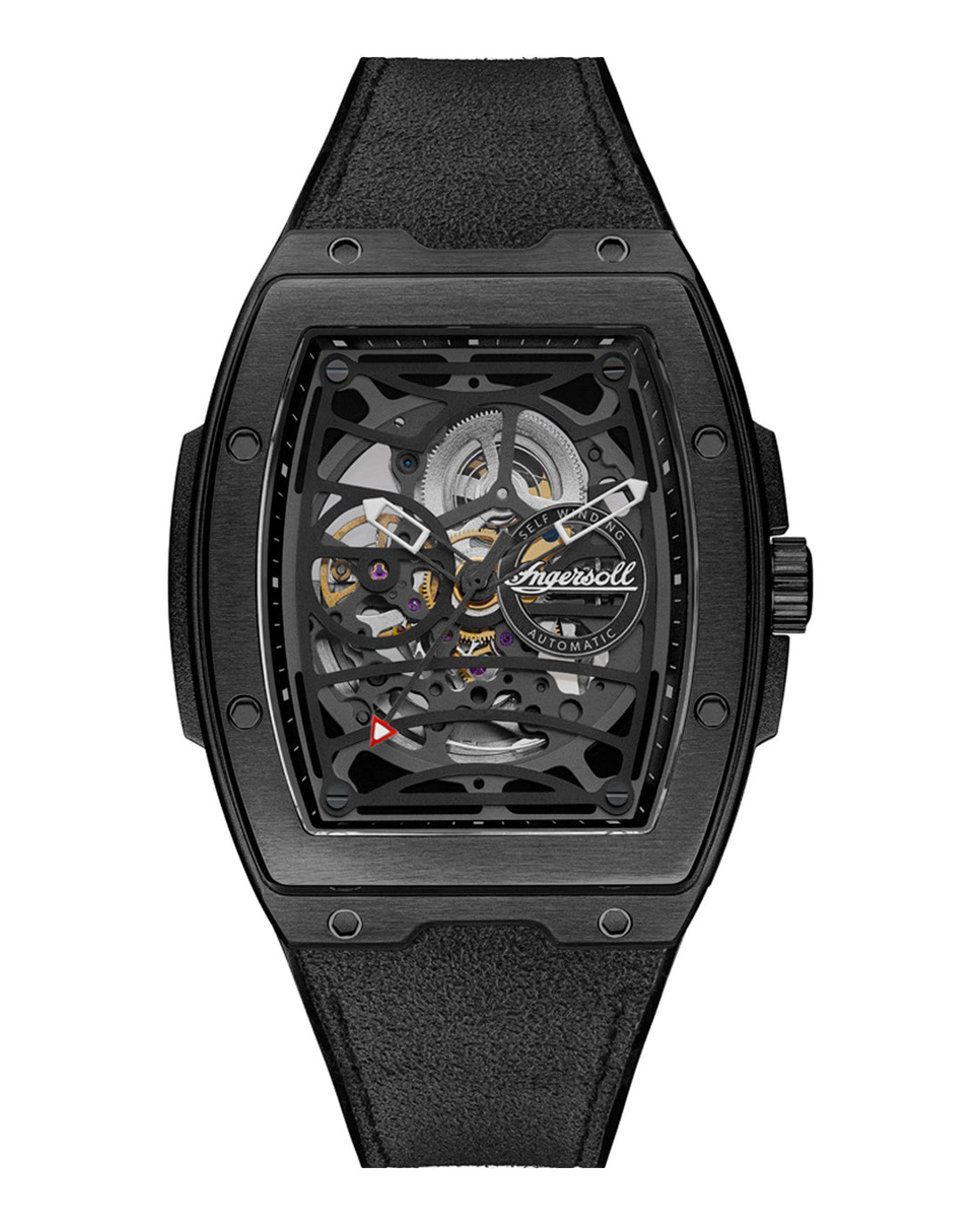 Ingersoll Challenger 44.6mm Black Dial and Black Alcantara Strap Watch-PEROZ Accessories