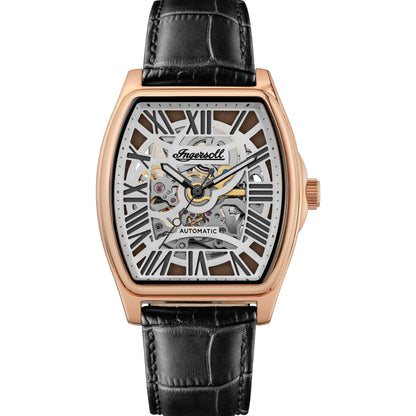 Ingersoll The California Automatic Rose Gold Black Leather Strap Watch-PEROZ Accessories