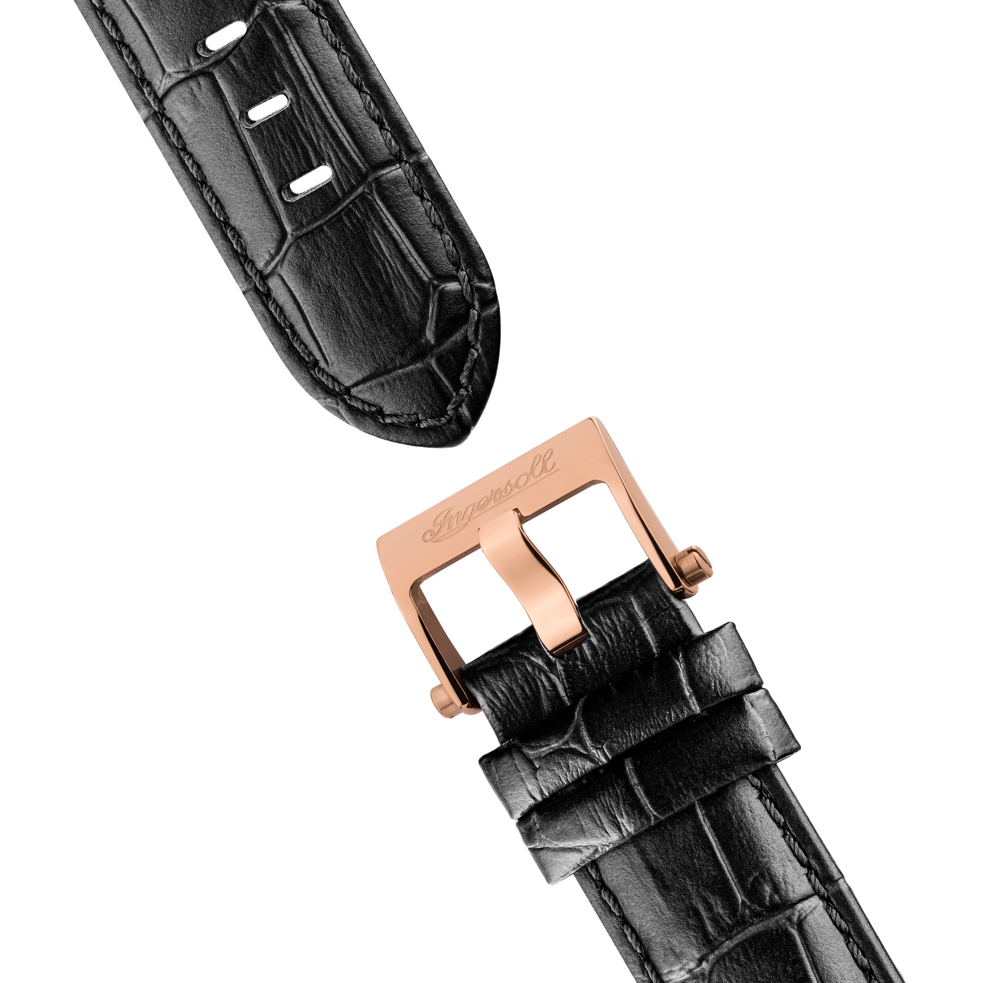 Ingersoll The California Automatic Rose Gold Black Leather Strap Watch-PEROZ Accessories