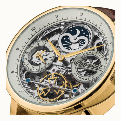 Ingersoll The Jazz Gold Automatic Brown Leather Watch-PEROZ Accessories