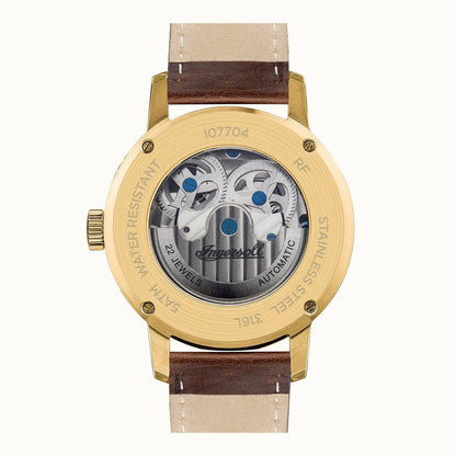 Ingersoll The Jazz Gold Automatic Brown Leather Watch-PEROZ Accessories