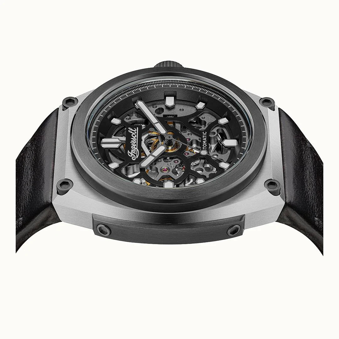 Ingersoll The Motion Automatic Black Leather Watch-PEROZ Accessories