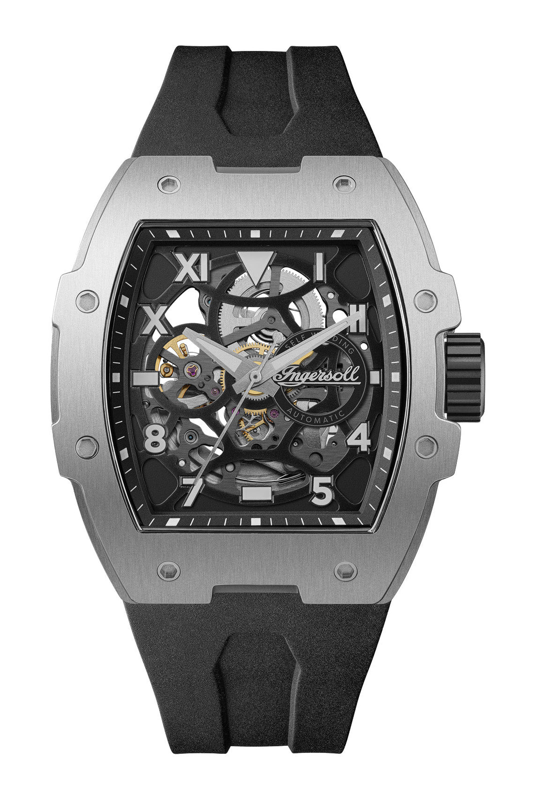 Ingersoll The Play Silver Dial Black Rubber Strap Watch-PEROZ Accessories