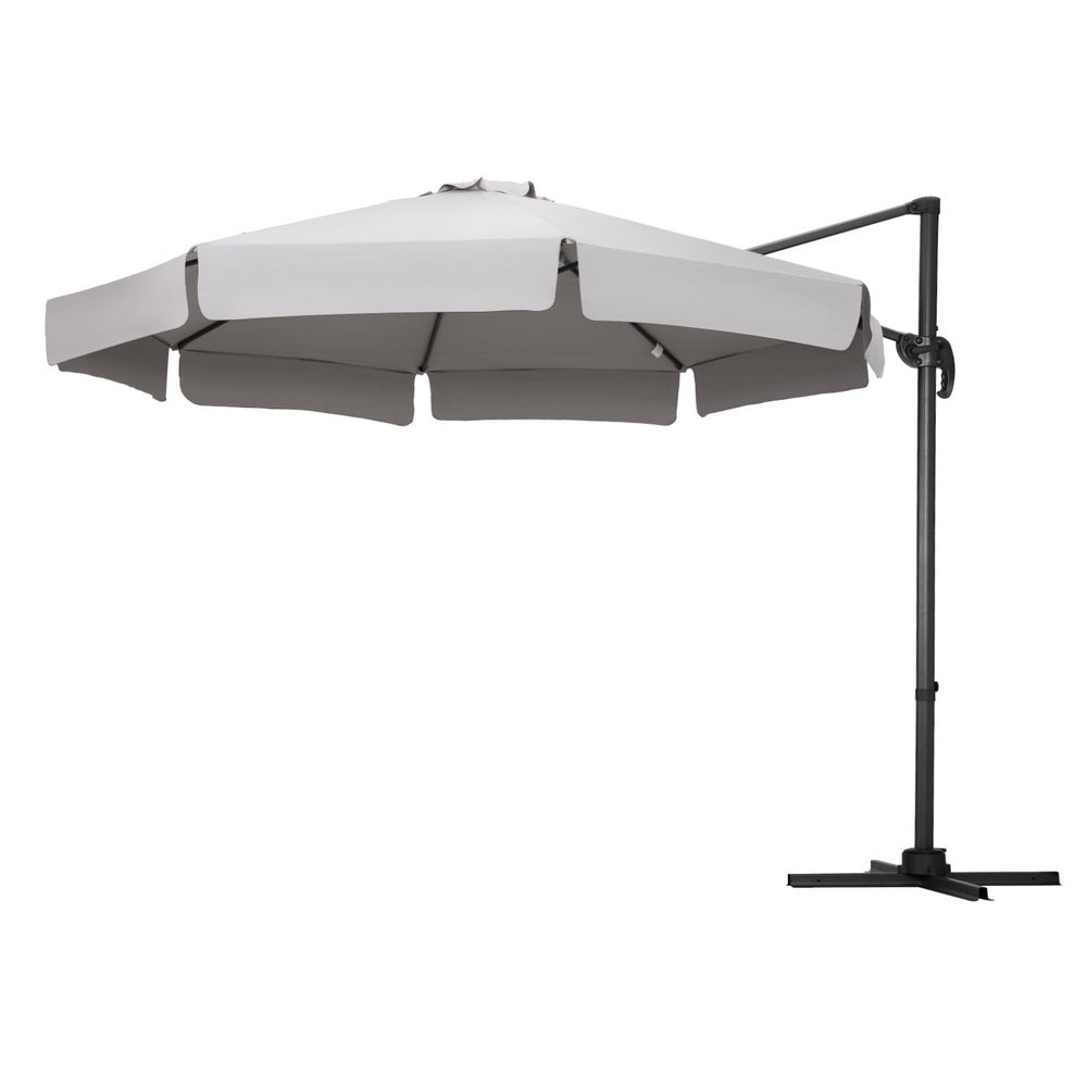 Instahut 3m Outdoor Umbrella Cantilever 360 Degree Tilt Beach Roma Grey-Home &amp; Garden > Shading > Umbrellas &amp; Sunshades-PEROZ Accessories