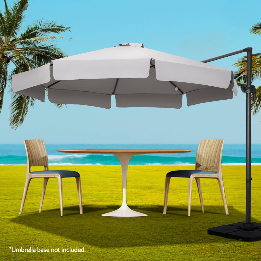 Instahut 3m Outdoor Umbrella Cantilever 360 Degree Tilt Beach Roma Grey-Home &amp; Garden > Shading > Umbrellas &amp; Sunshades-PEROZ Accessories