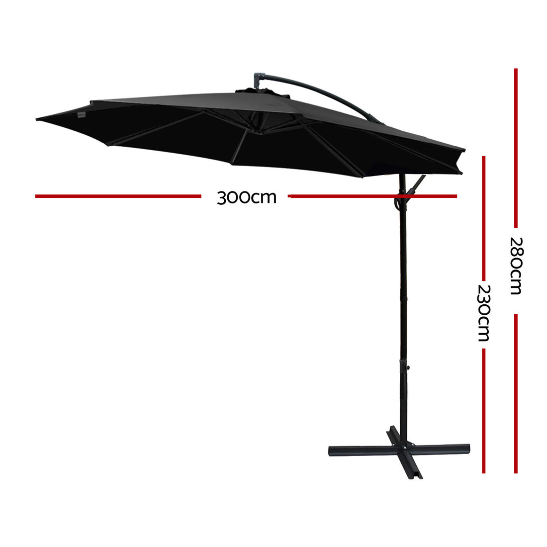 Instahut 3m Outdoor Umbrella Cantilever Beach Garden Patio Black-Home &amp; Garden &gt; Shading &gt; Umbrellas &amp; Sunshades-PEROZ Accessories